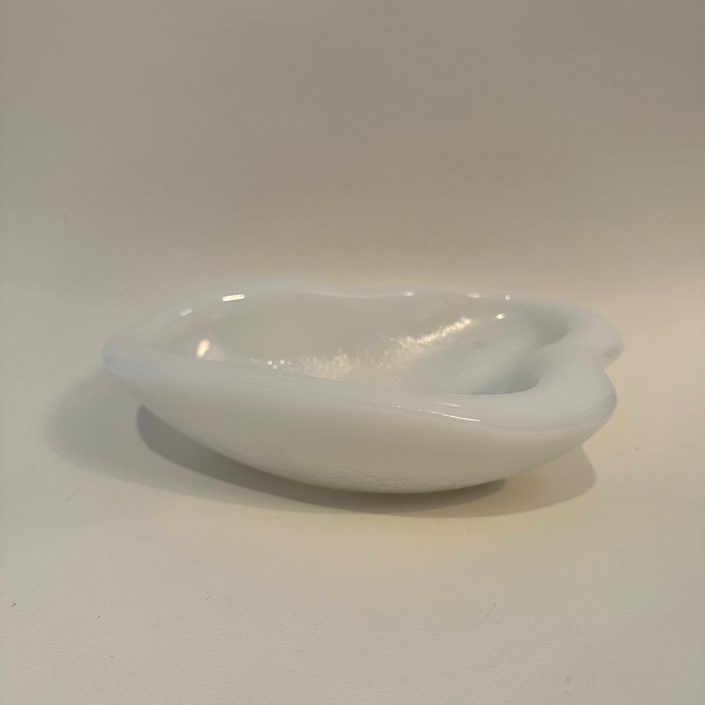 Blenko Free Form Milk Glass Amoeba Ashtray Trinket Dish MCM VTG